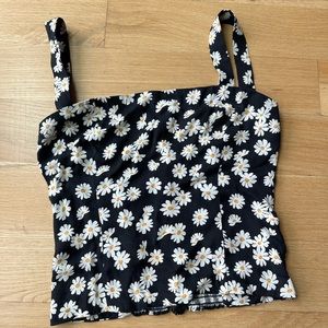 Reformation Elaine Daisy Chain print top, 6 - MISSING button